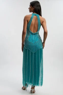 Robe Midi Tissée À Franges Ornée De Cristaux Petite