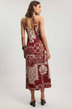 KarenMillen Robe Midi Tissée À Imprimé Carreaux En Lin Viscose Petite<Femme Robes|Robes Mi-Longues