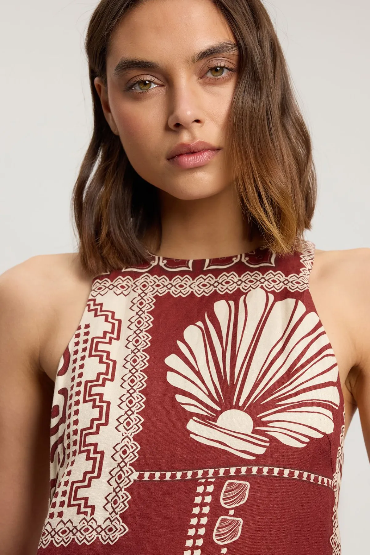KarenMillen Robe Midi Tissée À Imprimé Carreaux En Lin Viscose Petite<Femme Robes|Robes Mi-Longues