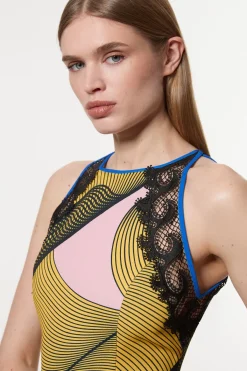 KarenMillen Robe midi tissée imprimée Cady avec détails en dentelle Amelia Graham<Femme Toutes Les Robes|Robes Mi-Longues