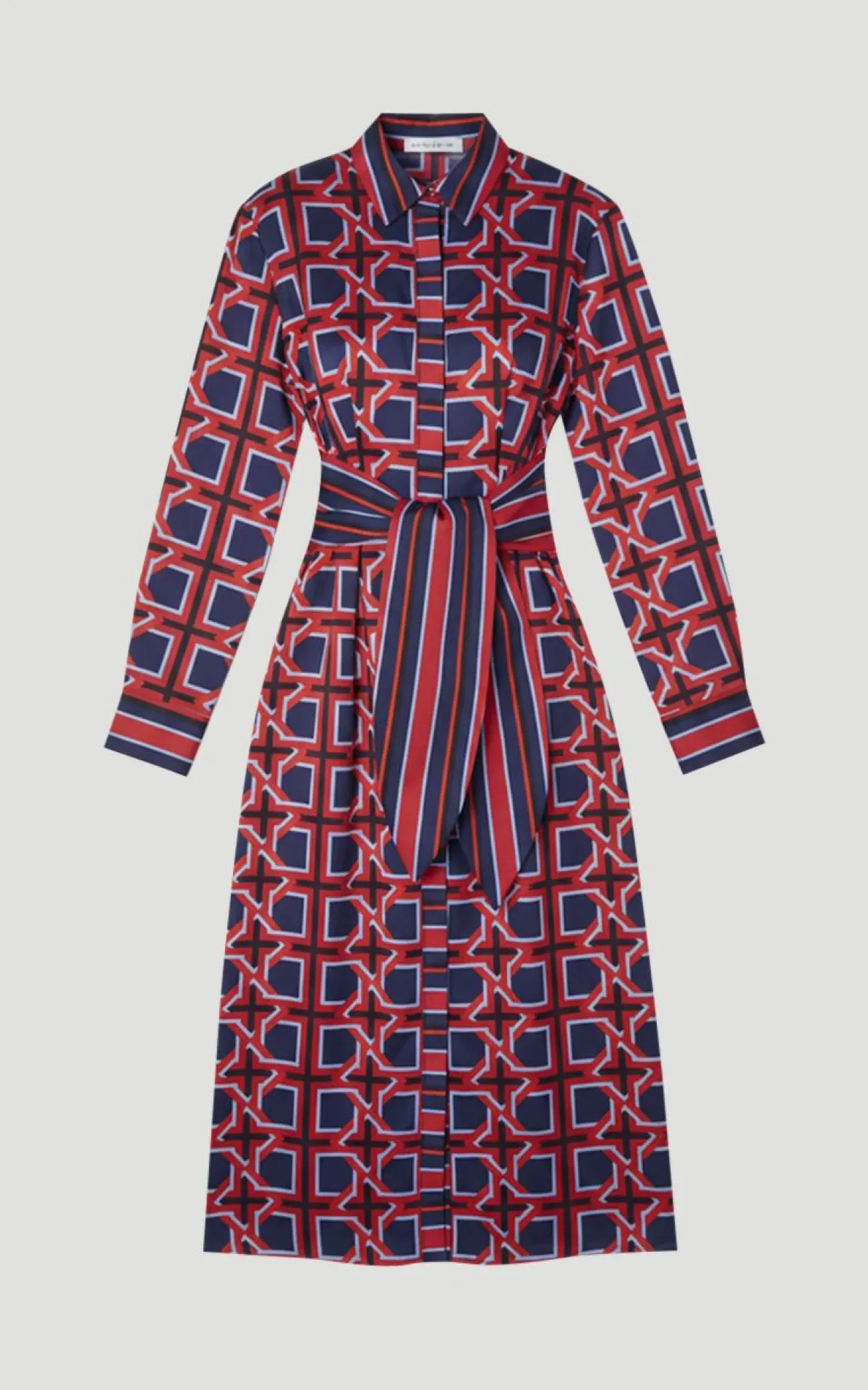 KarenMillen Robe Midi Tissée à Imprimé Géométrique en Satin Martelé avec Ceinture à Nouer<Femme Robes Mi-Longues|Satin Et Dentelle