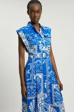 KarenMillen Robe Midi Tissée À Imprimé Viscose Lin Premium Avec Ceinture<Femme Robes|Robes Mi-Longues