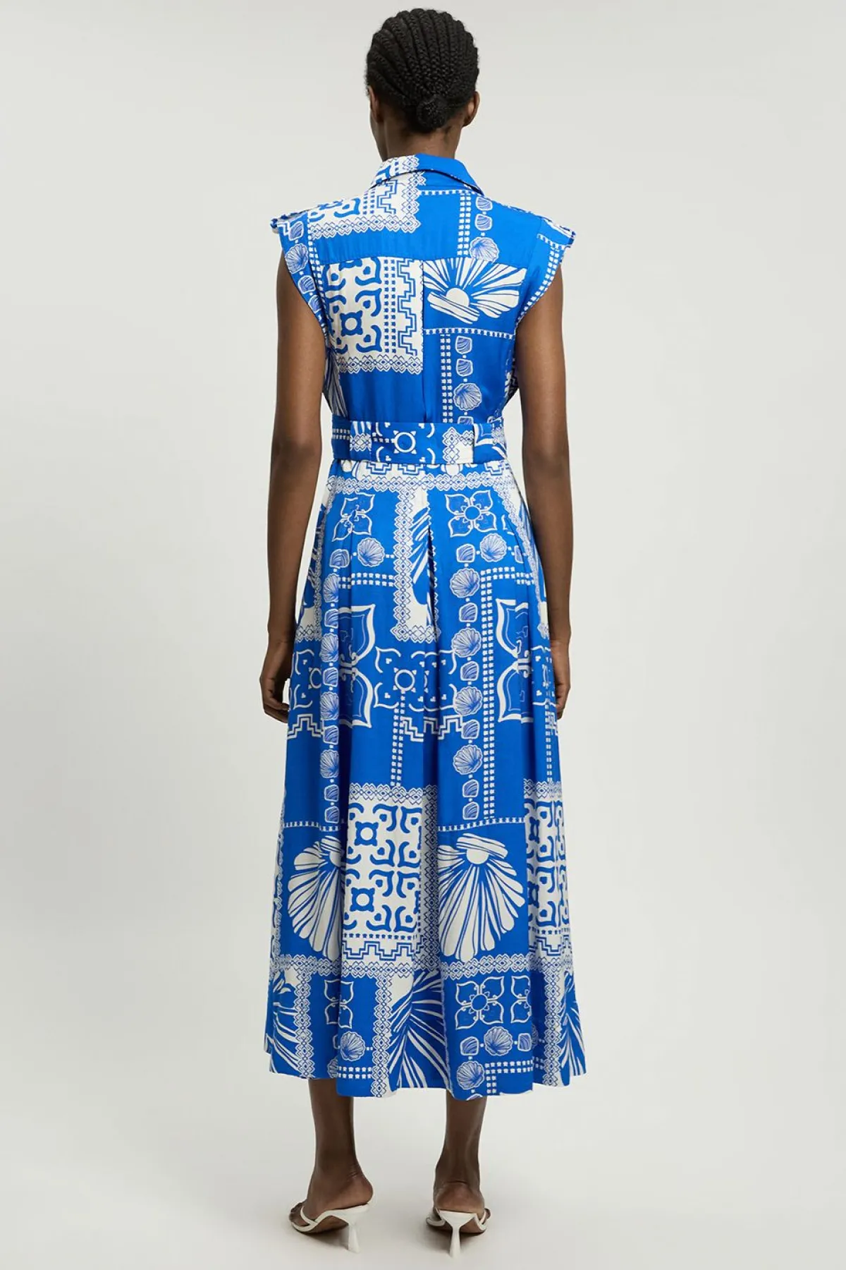 KarenMillen Robe Midi Tissée À Imprimé Viscose Lin Premium Avec Ceinture<Femme Robes|Robes Mi-Longues
