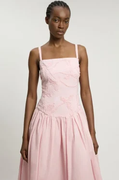 Robe Midi Tissée À Motif Floral Texturé
