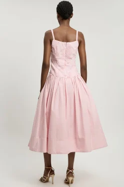 Robe Midi Tissée À Motif Floral Texturé