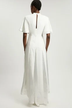 Robe Midi Tissée Petite Avec Détails Contrastants En Satin
