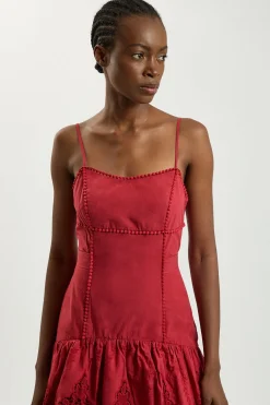 Robe Midi Tissée Petite À Bretelles En Coton Ajouré