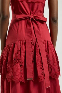 Robe Midi Tissée Petite À Bretelles En Coton Ajouré