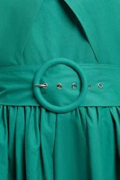 Robe Midi Tissée Petite En Popeline De Coton À Encolure Croisée Licou