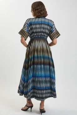 KarenMillen Robe Midi Tissée À Rayures Avec Col<Femme Robes|Robes Mi-Longues