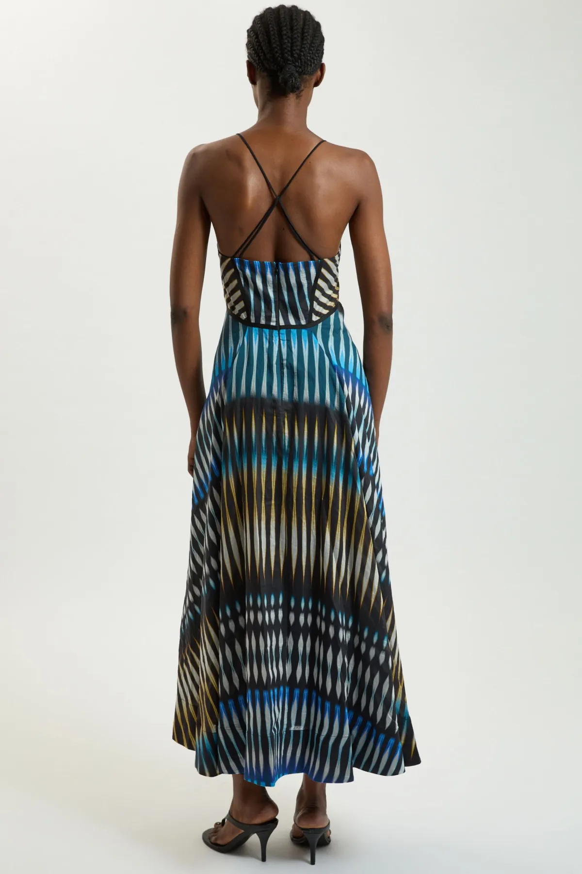 KarenMillen Robe Midi Tissée À Rayures Et Bretelles Fines Petite<Femme Toutes Les Robes|Robes Mi-Longues