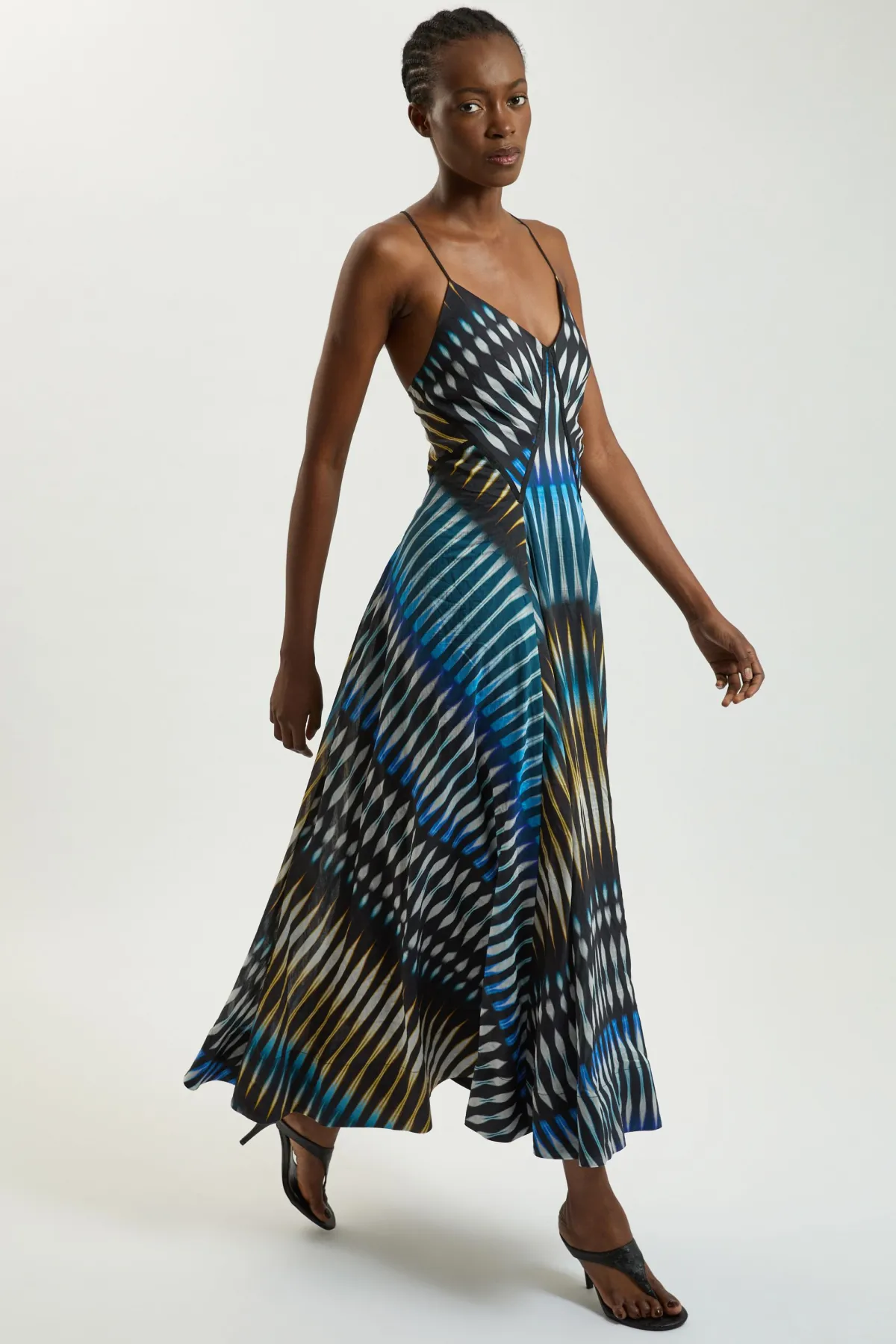 KarenMillen Robe Midi Tissée À Rayures Et Bretelles Fines Petite<Femme Toutes Les Robes|Robes Mi-Longues