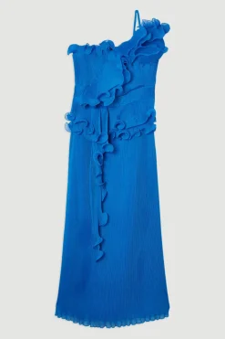 Robe midi tissée sans bretelles Digital Ophelia en géorgette froissée à plis fins
