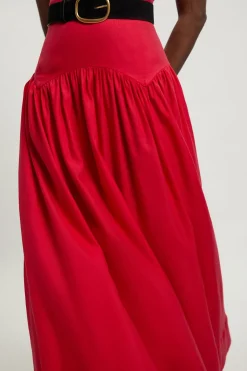Robe Midi Tissée À Taille Basse Avec Ceinture En Viscose Et Lin