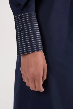 KarenMillen Robe Midi Tissée Une Épaule en Popeline de Coton avec Détails de Surpiqûres<Femme Robes Mi-Longues|Robes À Manches Longues