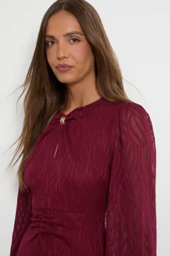 Robe Midi Torsadée À Effet Dévoré
