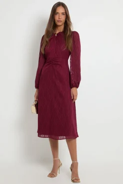 Robe Midi Torsadée À Effet Dévoré