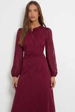 Robe Midi Torsadée À Effet Dévoré