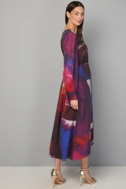 Robe Midi Trapèze à Motif Abstrait