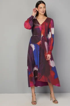 Robe Midi Trapèze à Motif Abstrait