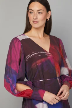 Robe Midi Trapèze à Motif Abstrait