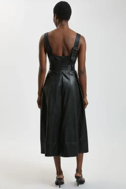 Robe Midi Trench En Synthétiquecuir