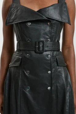 Robe Midi Trench En Synthétiquecuir