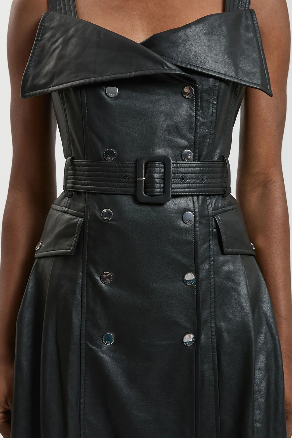 Robe Midi Trench En Synthétiquecuir