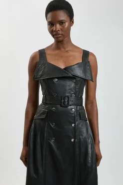 Robe Midi Trench En Synthétiquecuir