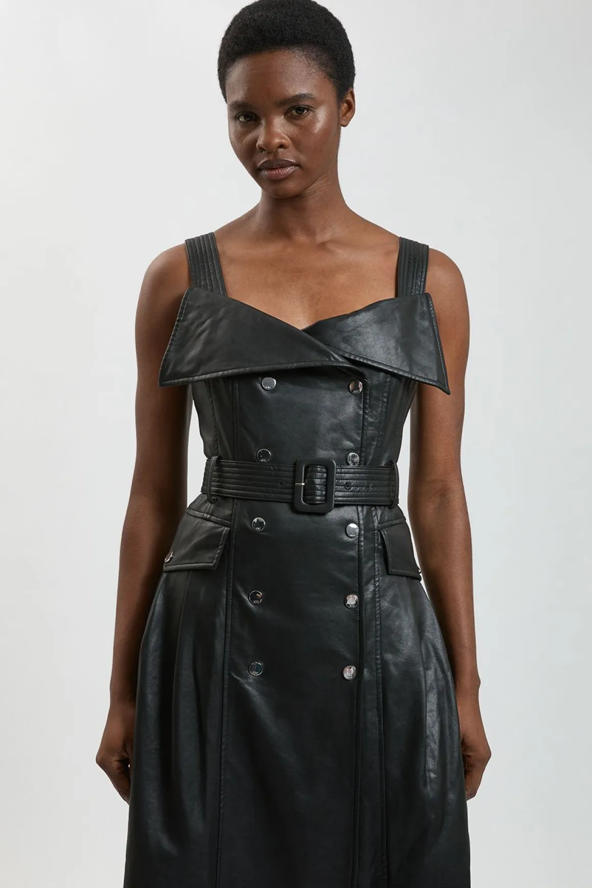 Robe Midi Trench En Synthétiquecuir