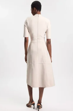Robe Midi Tricot Bandage Asymétrique Effet Sculptant