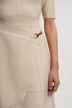 Robe Midi Tricotée Asymétrique Moulante Bandage Petite Taille