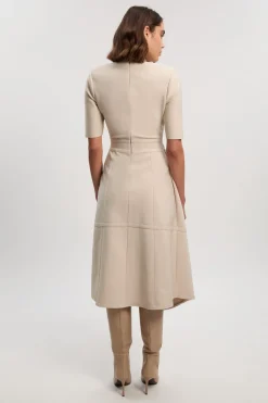 Robe Midi Tricotée Asymétrique Moulante Bandage Petite Taille