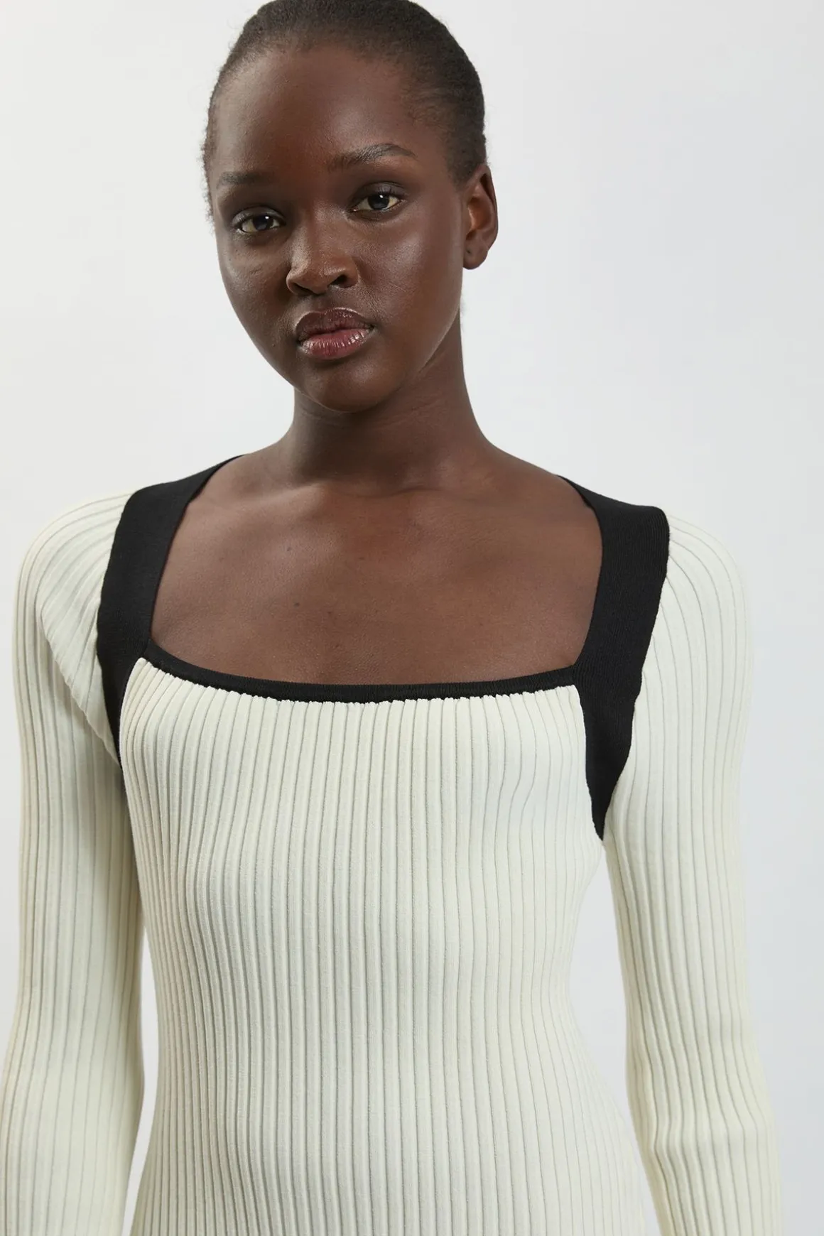Robe Midi Tricotée À Côtes Texturées Et Blocs De Couleurs Petite