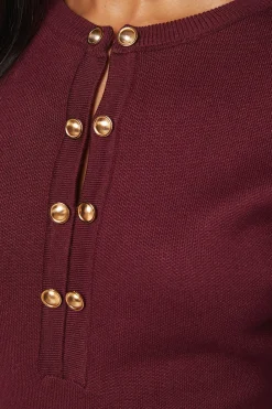 Robe Midi Tricotée à Double Boutonnage