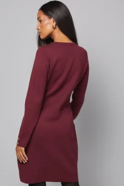 Robe Midi Tricotée à Double Boutonnage