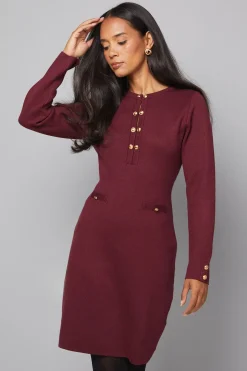 Robe Midi Tricotée à Double Boutonnage