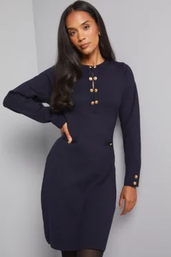 Robe Midi Tricotée à Double Boutonnage