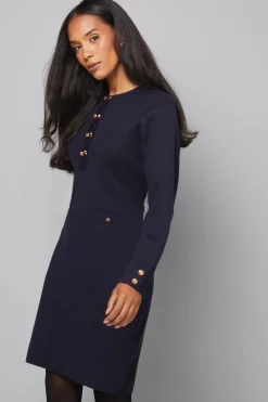 Robe Midi Tricotée à Double Boutonnage
