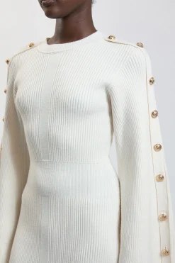 KarenMillen Robe Midi Tricotée À Manches Avec Boutonnage Militaire<Femme Toutes Les Robes|Robes Mi-Longues
