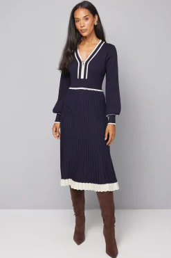 Wallis Robe Midi Tricotée Plissée à Fermeture Éclair<Femme Pulls Et Gilets|Toutes Les Mailles