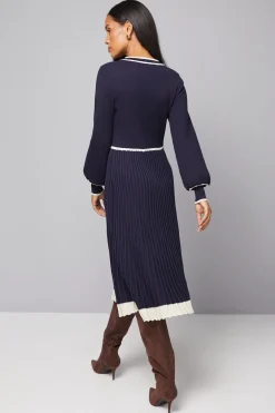 Wallis Robe Midi Tricotée Plissée à Fermeture Éclair<Femme Pulls Et Gilets|Toutes Les Mailles
