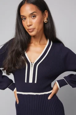 Wallis Robe Midi Tricotée Plissée à Fermeture Éclair<Femme Pulls Et Gilets|Toutes Les Mailles