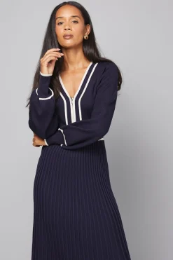 Wallis Robe Midi Tricotée Plissée à Fermeture Éclair<Femme Pulls Et Gilets|Toutes Les Mailles