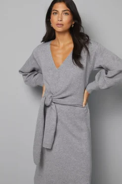 Robe Midi Tricotée Portefeuille Décontractée