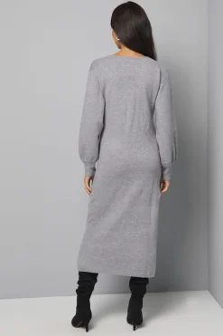 Robe Midi Tricotée Portefeuille Décontractée