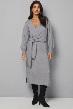 Robe Midi Tricotée Portefeuille Décontractée