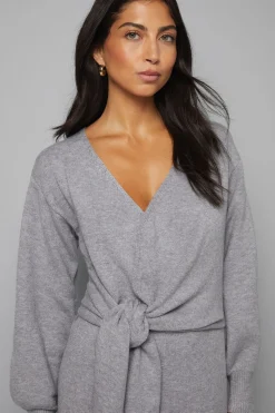 Robe Midi Tricotée Portefeuille Décontractée