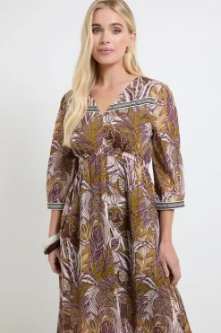 Robe Midi Tropicale En Coton D'été Petite