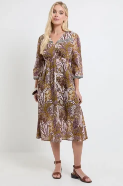 Robe Midi Tropicale En Coton D'été Petite